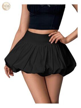 Bubble Skirt Elastic Waist Puffy Skorts Y2k Mini Skirt for Women